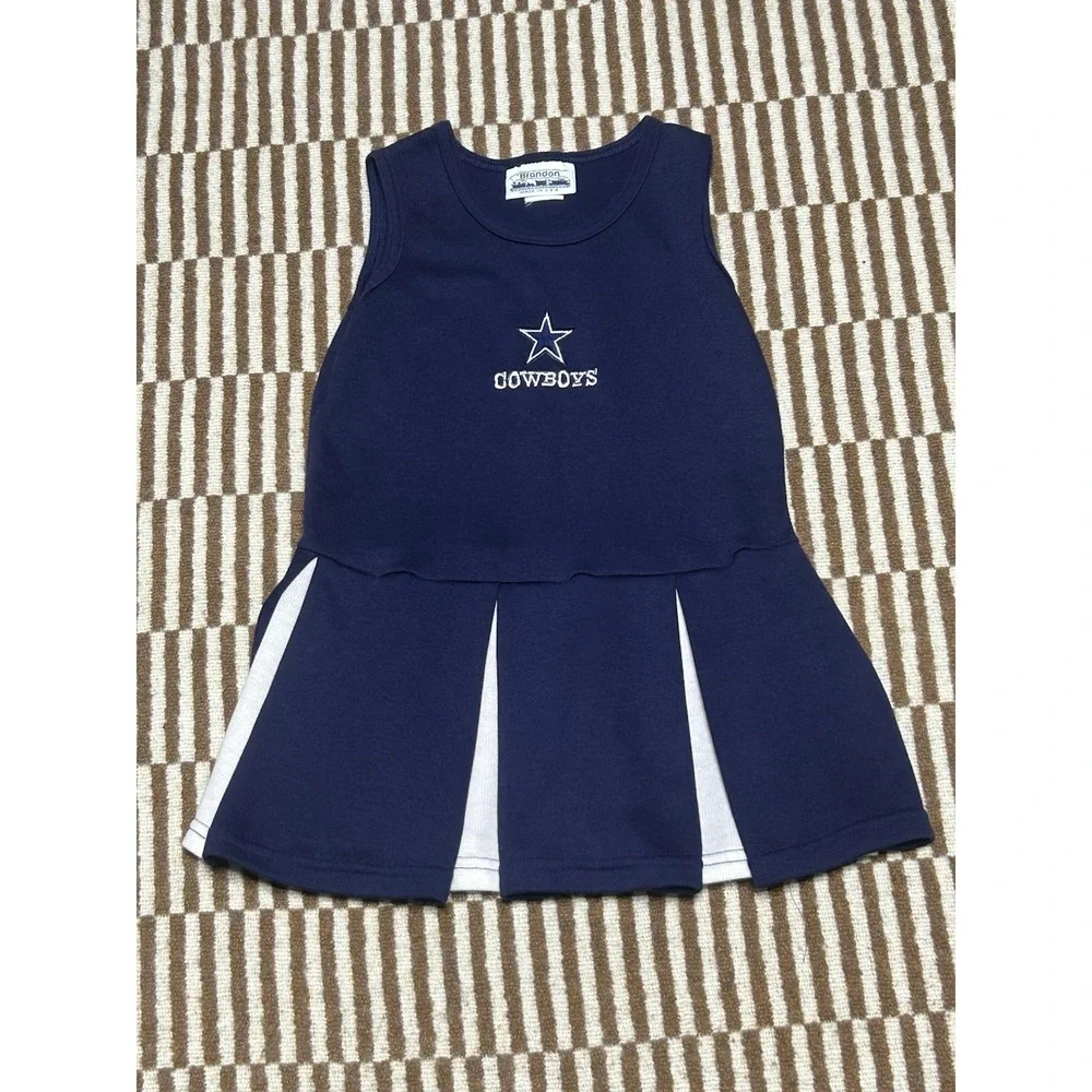Vintage Y2K Dallas Cowboys Girls Cheerleader Dress Brandon USA Made Kids Navy